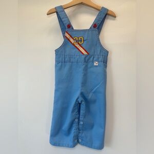 VTG Kid Stuff Blue Overalls Baseball Stripe 60s 70s Baby Toddler 18M Made in USA